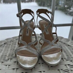 Nina New York Silver Glitter Heels